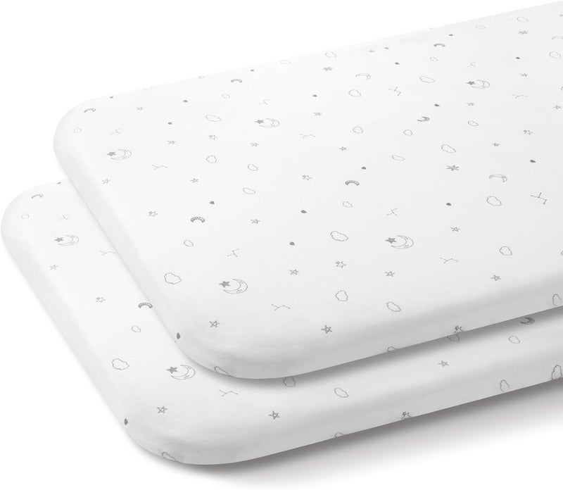 Papablic Bassinet Sheets 2 Pack for 2 in 1 Breathable Mesh Baby Bassinet 33 x 216 Baby Bassinet Sheets 100 Cotton Bedside Bassinet Sheets Soft Breathable Bassinet Mattress Sheets Grey - Image 2