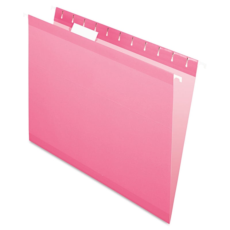 Pendaflex Reinforced Hanging File Folders, Letter Size, Pink, 1/5 Cut, 25/BX (4152 1/5 PIN) - Image 1