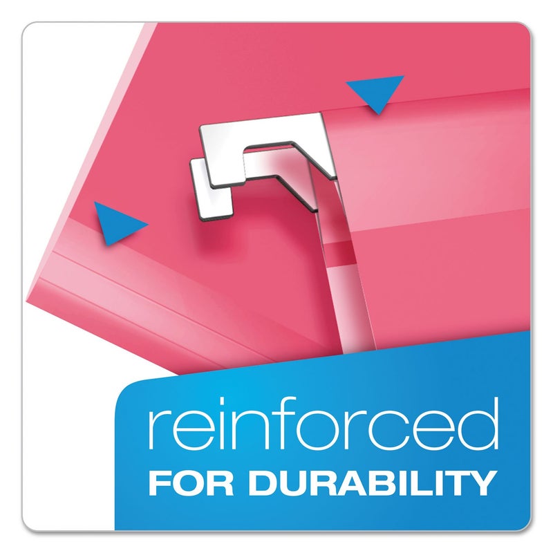 Pendaflex Reinforced Hanging File Folders, Letter Size, Pink, 1/5 Cut, 25/BX (4152 1/5 PIN) - Image 2