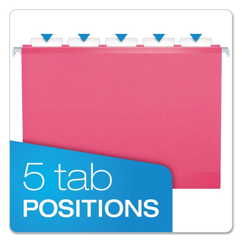 Pendaflex Reinforced Hanging File Folders, Letter Size, Pink, 1/5 Cut, 25/BX (4152 1/5 PIN) - Image 4