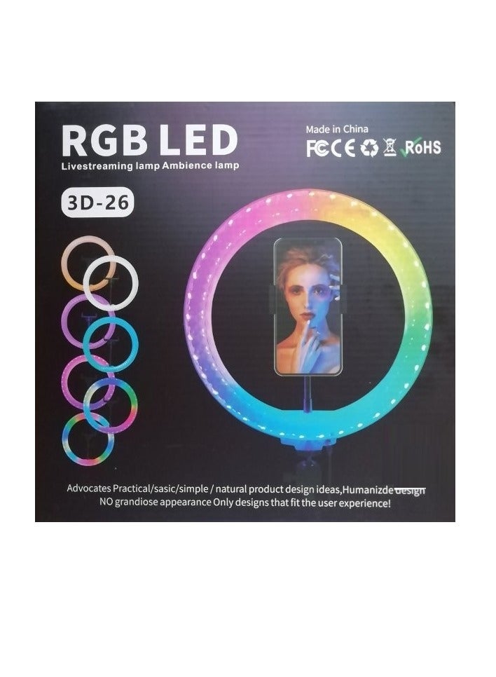 مصباح حلقي RGB LED 3D-26Live Streaming Lamp مصباح أجواء - Image 1
