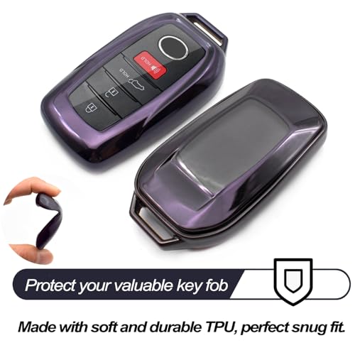MECHCOS Compatible with Toyota Tacoma Venza Corolla Grand Highlander Prius Land Cruiser Sienna Sequoia Tundra Crown RAV4 Prime Purple Black TPU Key Fob Cover Case Remote Holder Protector Accessories - Image 3