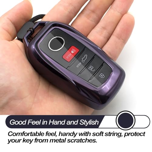 MECHCOS Compatible with Toyota Tacoma Venza Corolla Grand Highlander Prius Land Cruiser Sienna Sequoia Tundra Crown RAV4 Prime Purple Black TPU Key Fob Cover Case Remote Holder Protector Accessories - Image 4