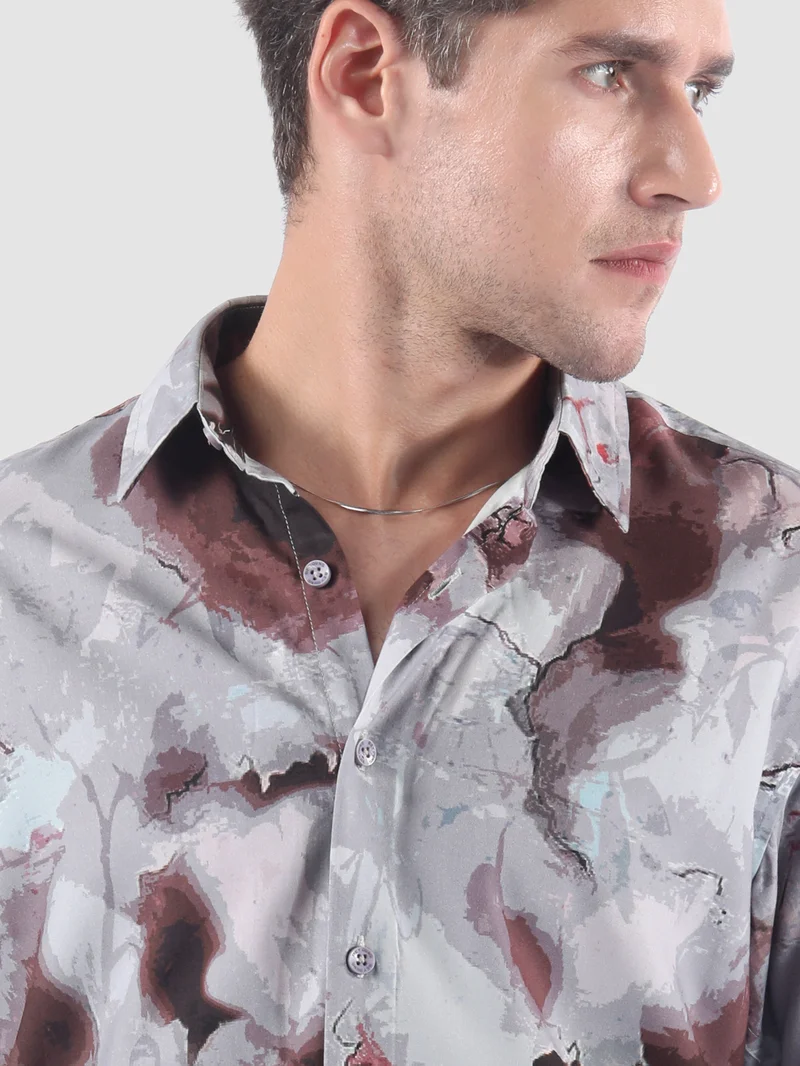 Beyoung Mauve Marble Print Shirt