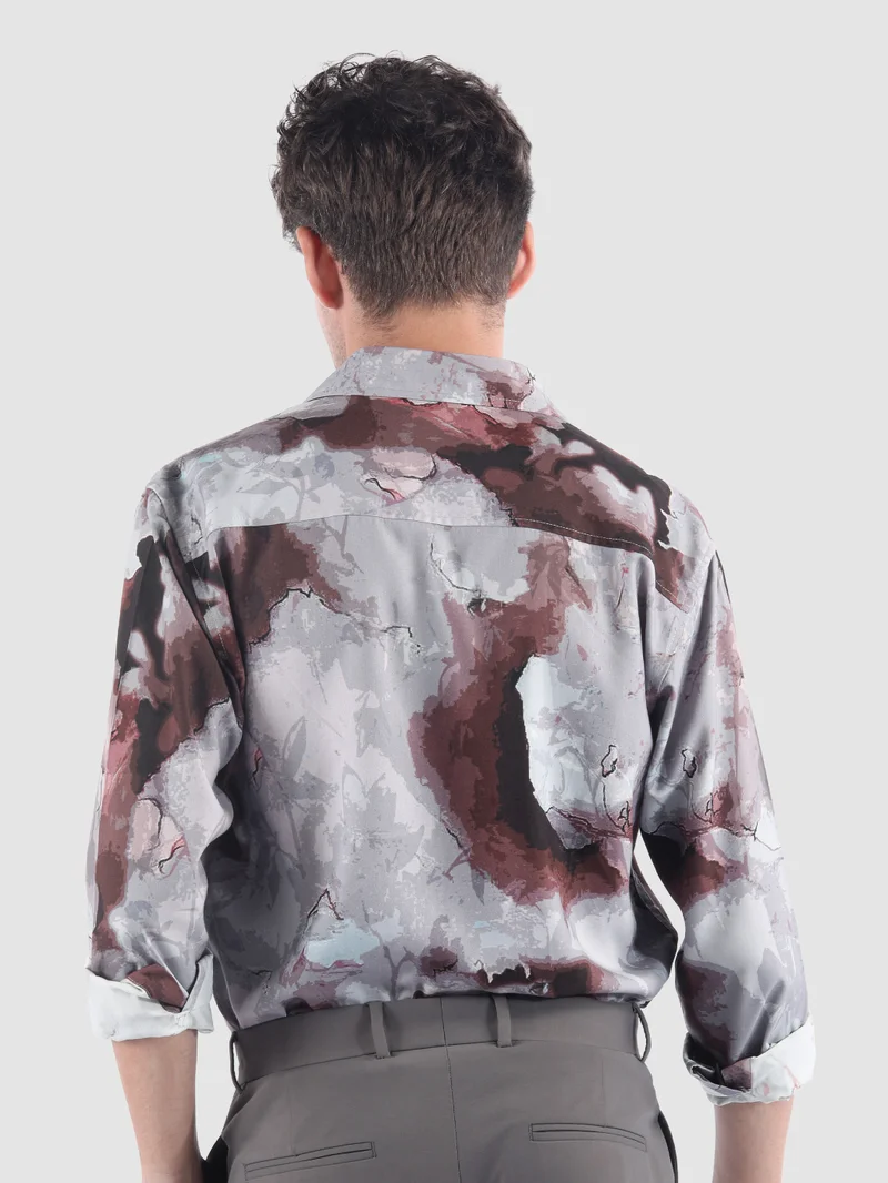 Beyoung Mauve Marble Print Shirt