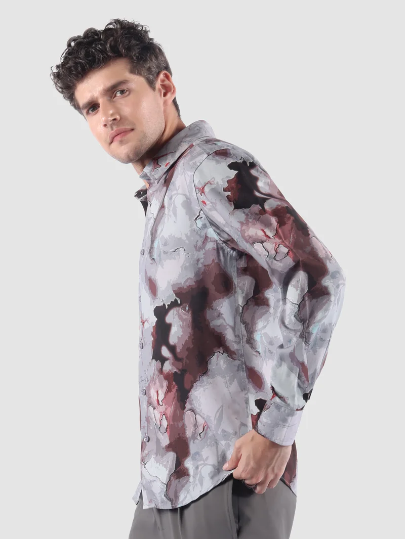 Beyoung Mauve Marble Print Shirt