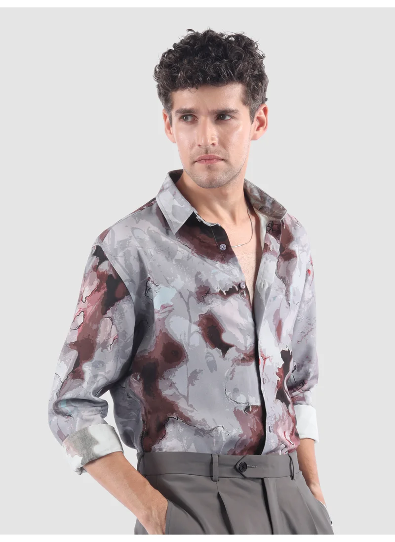 Beyoung Mauve Marble Print Shirt