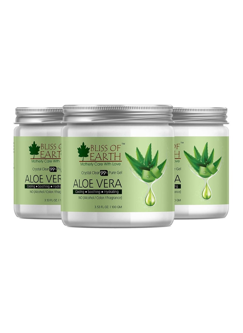 BLISS OF EARTH BLISS OF EARTH Crystal Clear Aloe Vera Gel 100g Pack of 3  - Image 1