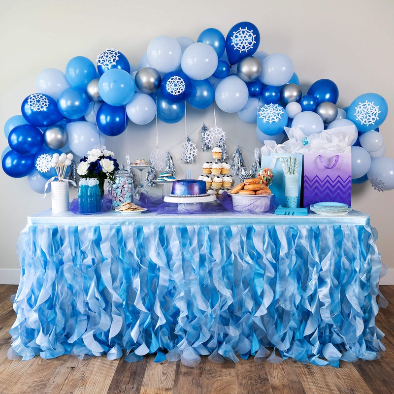 BLUEKATE Tutu Table Skirt  Tulle Table Skirt Decoration  Mesh Fluffy Tulle Tablecloth for Birthday Party Baby Shower Gender Reveal Wedding Shower Valentines Day Prom Blue 6ft