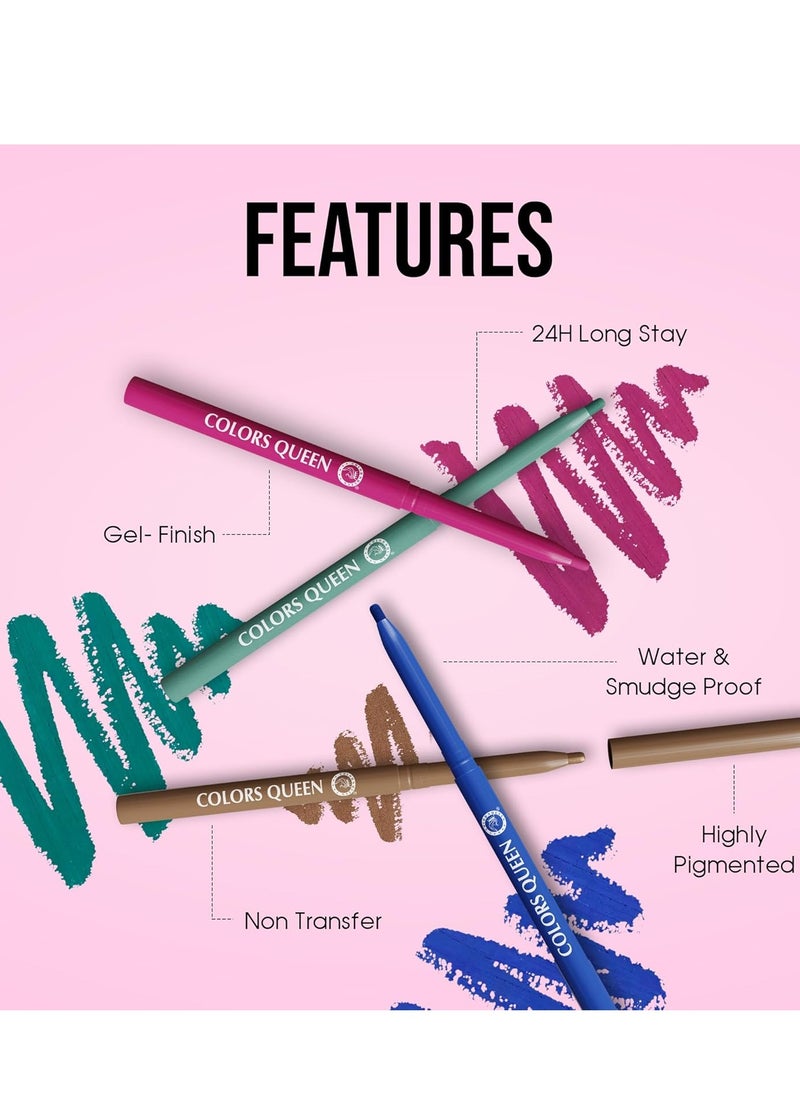 COLORS QUEEN Extreme Color Kajal 12 Royal Blue 0.4g Smooth One Stroke Ultra Creamy Non Transfer Smudge Proof Waterproof Women Lasts Up to 16hrs  - Image 3