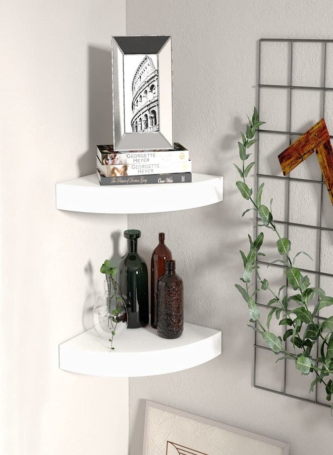 vidaXL Corner Shelf Set of 2 White Honeycomb MDF, Metal Standard - Image 2