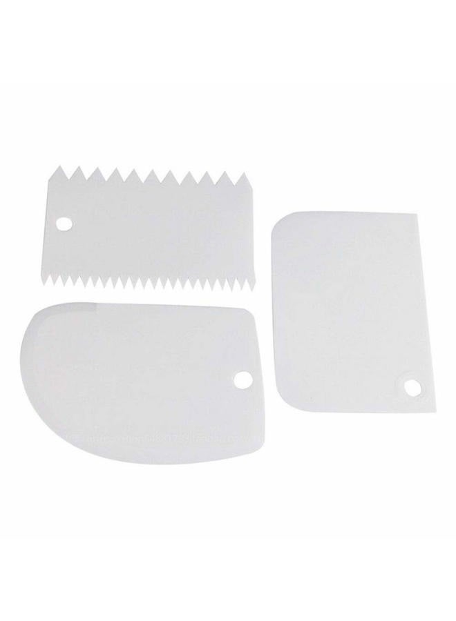 SEIWEI 3 Pcs Cake Scraper Smoother Set, Cake Icing Smoother Tool for Cake Decorating, Plastic Dough Scraper Flexible Bowl Scraper for Baking - Image 1