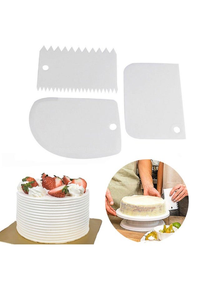 SEIWEI 3 Pcs Cake Scraper Smoother Set, Cake Icing Smoother Tool for Cake Decorating, Plastic Dough Scraper Flexible Bowl Scraper for Baking - Image 4