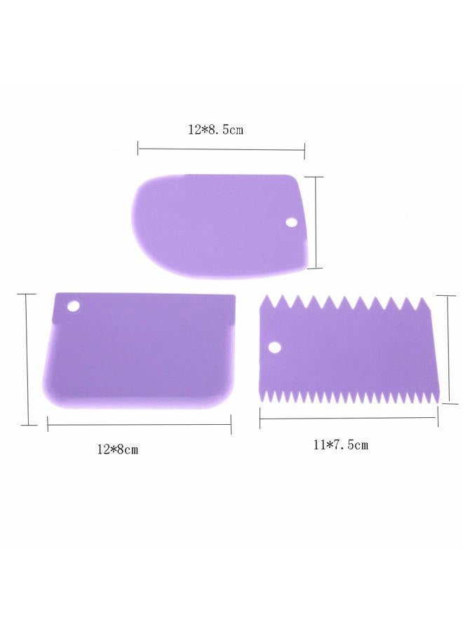 SEIWEI 3 Pcs Cake Scraper Smoother Set, Cake Icing Smoother Tool for Cake Decorating, Plastic Dough Scraper Flexible Bowl Scraper for Baking - Image 2