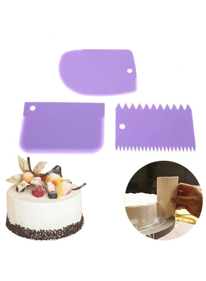 SEIWEI 3 Pcs Cake Scraper Smoother Set, Cake Icing Smoother Tool for Cake Decorating, Plastic Dough Scraper Flexible Bowl Scraper for Baking - Image 3
