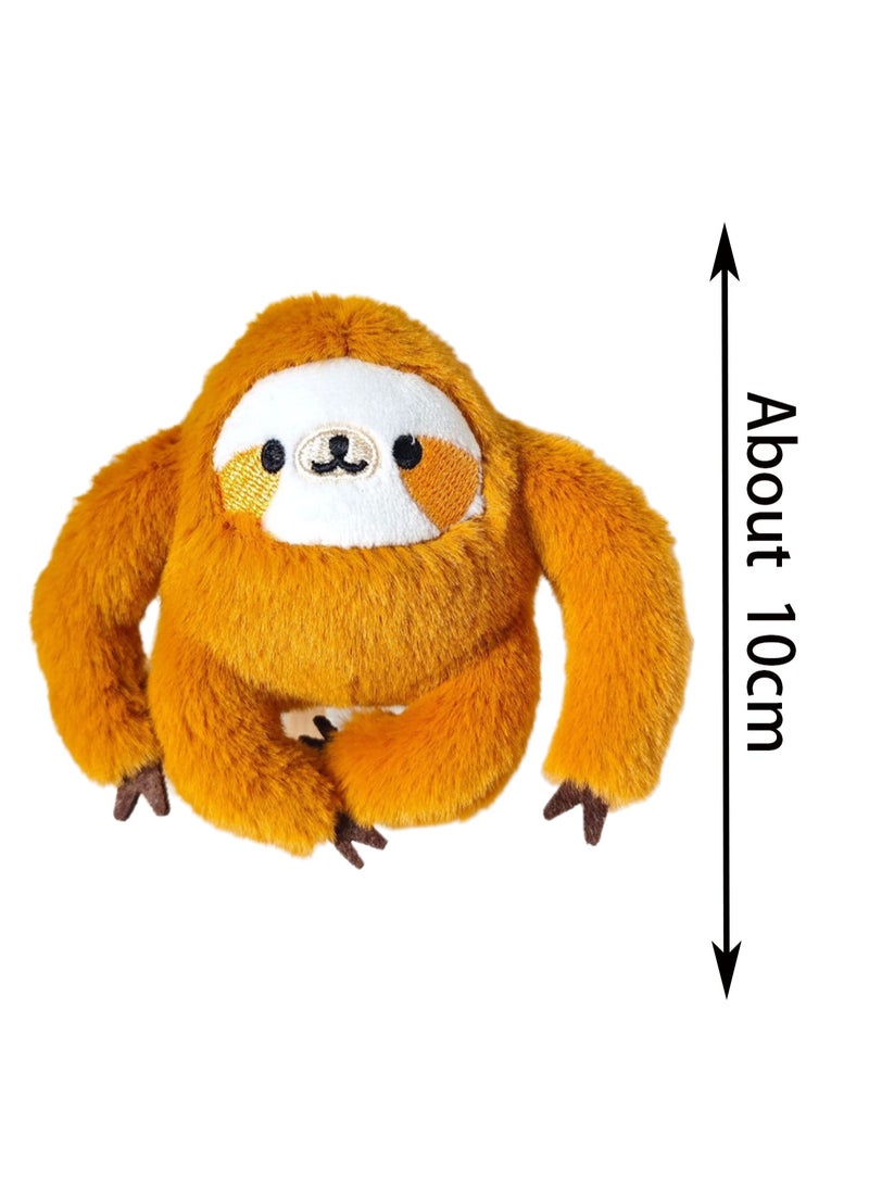 10cm Orange Sloth Plush Toy Pendant, Cute Soft Plush Doll Toy Boy Girl Birthday Gift - Image 2