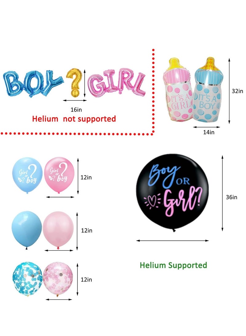 Boy or girl? Party supplies for welcoming newborn babies, pink and blue balloon decorations, "BOY" or "Girl" voting exciting game party, including tablecloths, tassel decorations, balloons, banners, spiral decorations, paper flower balls, cake decorations, a total of 143 pieces in packaging. - Image 4