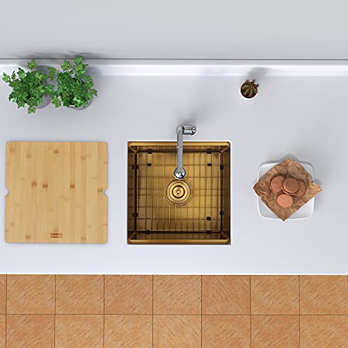 Lonsince Gold Bar Sink Undermount,Small Bar & Prep Sinks,16 gauge Stainless Steel Bar Sink with Workstation for Wet Bar Area (17" X 19") - Image 3