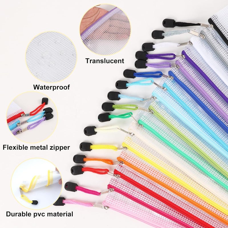 EOOUT Pencil Pouch 50pcs 9.5x4.5 Inches Small Mesh Zipper Pouch in 15 Colors for Bill Travel Tickets Storage and Office Supplies Storage - Image 4