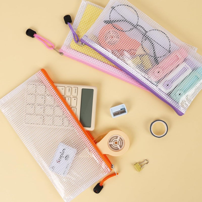 EOOUT Pencil Pouch 50pcs 9.5x4.5 Inches Small Mesh Zipper Pouch in 15 Colors for Bill Travel Tickets Storage and Office Supplies Storage - Image 2
