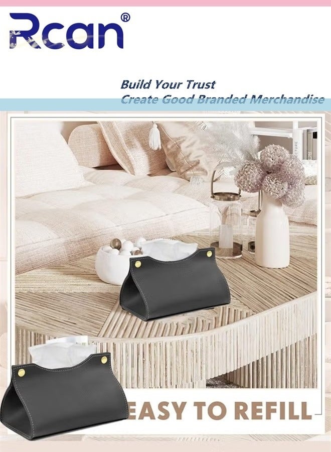 Rcan Tissue Box Holder Modern PU Leather Rectangular Tissue Box Cover Holder Organizer for Bathroom Home Living Room Bedroom Kitchen Vanity Countertop Office Desk Tissue Box Cover for Car  - Image 3