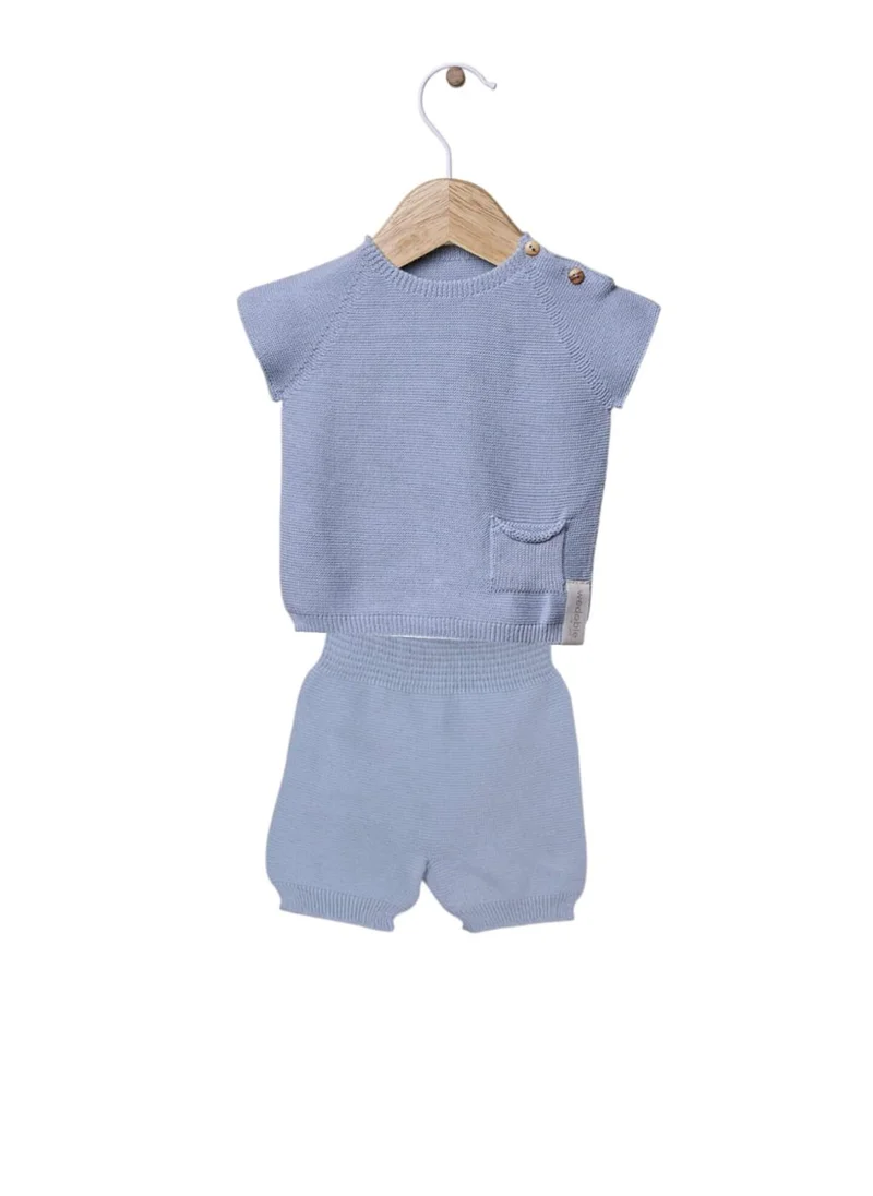 Wedoble Organic Fine Knit Sweater and Short Set - Soft Blue, Wedoble