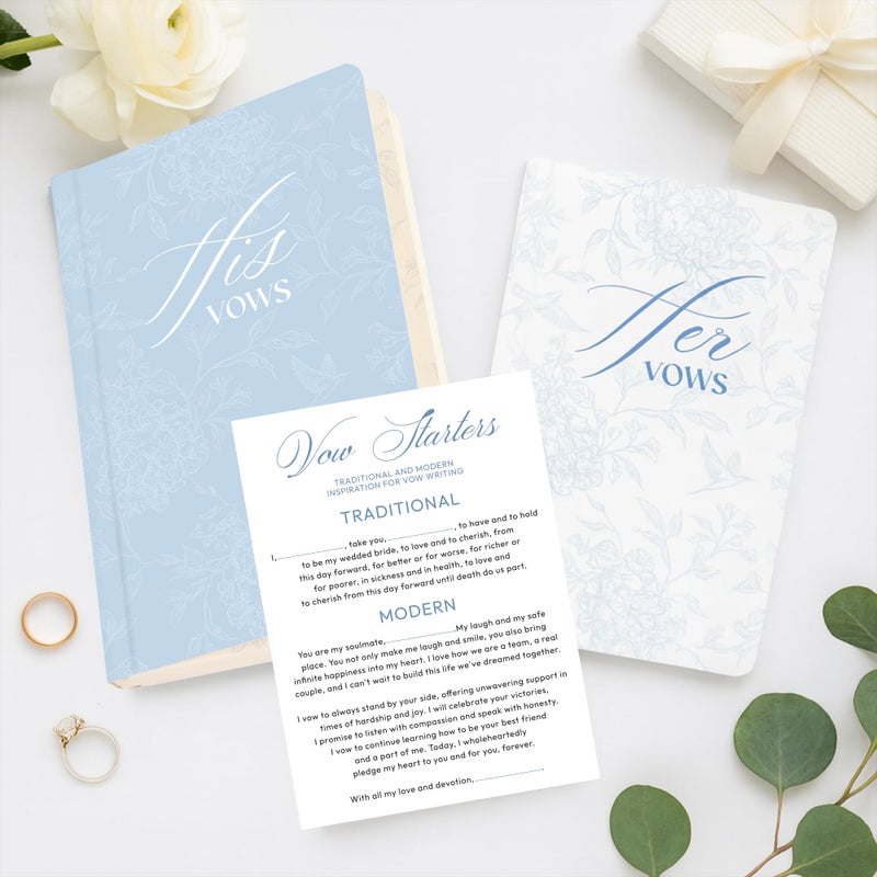 BOYESE Set of 2 Vow Books His and Hers, Wedding Vow Books, Wedding Essentials, Wedding Must Have 2026, His and Hers Gifts, Wedding Gift for Bride And Groom, Toile De Jouy, Bridal Something Blue Gifts - Image 2