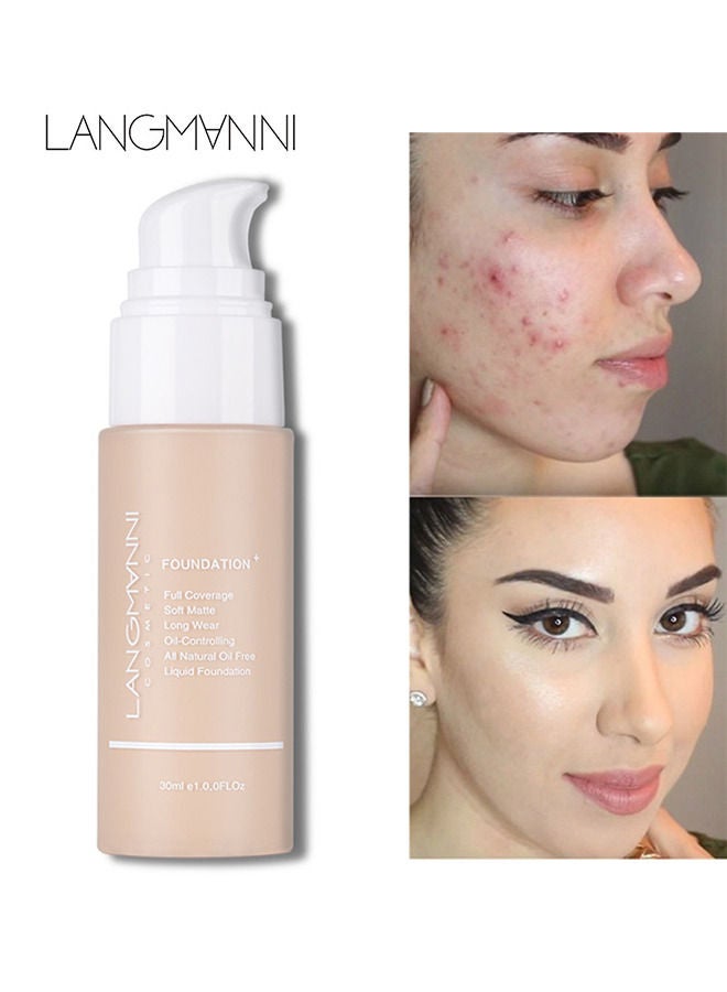 LANGMANNI Full Coverage Liquid Foundation - Smoothing Makeup Base Concealer Foundation - Matte Wear Concealer Sun Block Cream - Minimizes Pores - Hides Wrinkles - Advanced Real Moisture Foundation  - Image 2