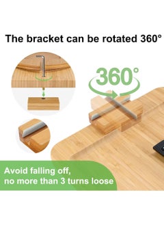 Rock Pow Bamboo Sofa Clip on Side Table for Wide Couches Arm Foldable Couch Tray with 360° Rotating Phone Holder Armrest Table for Eating/Drinks/Snacks/Remote/Control  - Image 2