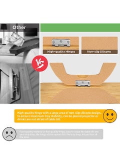 Rock Pow Bamboo Sofa Clip on Side Table for Wide Couches Arm Foldable Couch Tray with 360° Rotating Phone Holder Armrest Table for Eating/Drinks/Snacks/Remote/Control  - Image 5