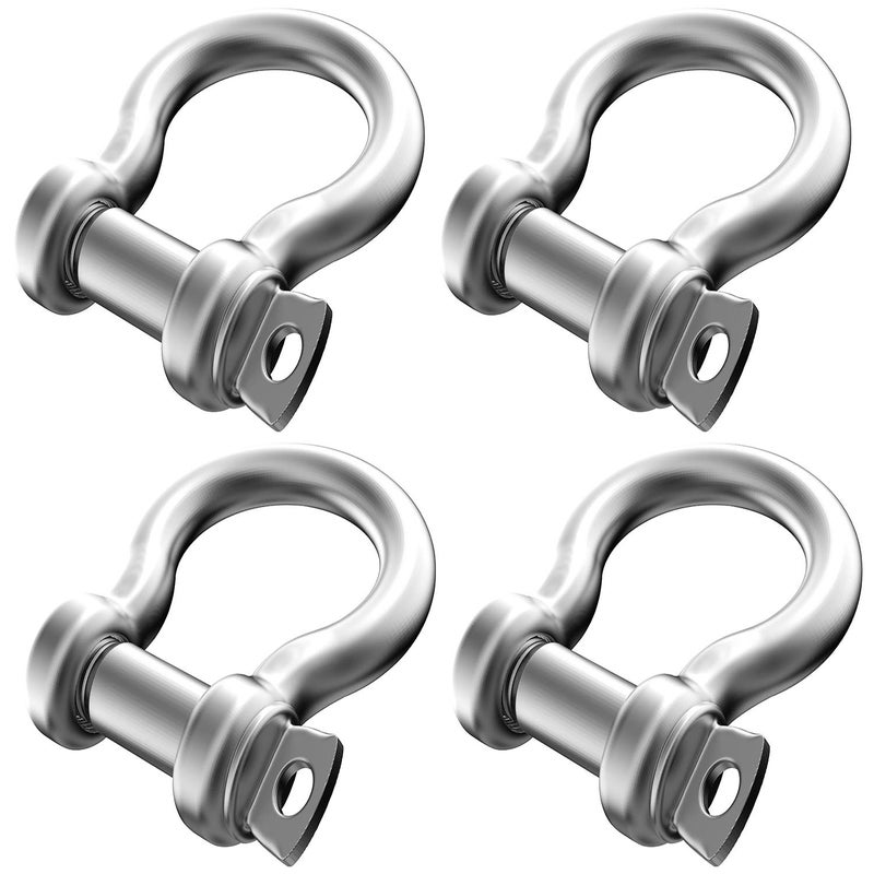 Hulless 4 Pcs 5/16 Inch 304 Stainless Steel D Ring Shackles 8 mm Screw Pin Anchor Shackle for Traction Steel Wire, 8 mm - Image 1