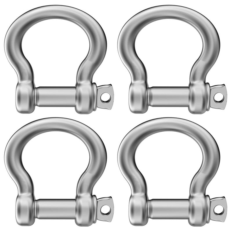 Hulless 4 Pcs 5/16 Inch 304 Stainless Steel D Ring Shackles 8 mm Screw Pin Anchor Shackle for Traction Steel Wire, 8 mm - Image 2