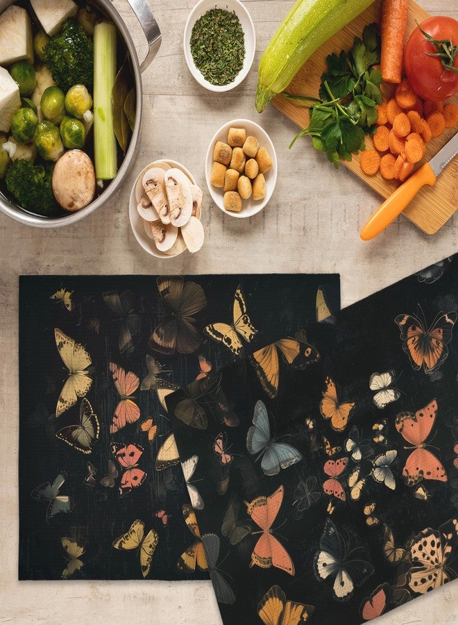 Mcehtle Vintage Moody Butterfly Kitchen Towels Set of 2, Butterfly Kitchen Decor, Farmhouse Bathroom Hand Towel,Farmhouse Countryside Decorative Tea Towel Dish Towels 16x24 Inch - Image 5