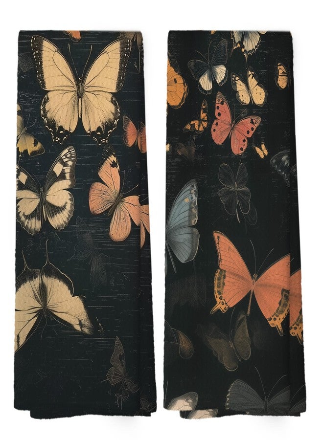 Mcehtle Vintage Moody Butterfly Kitchen Towels Set of 2, Butterfly Kitchen Decor, Farmhouse Bathroom Hand Towel,Farmhouse Countryside Decorative Tea Towel Dish Towels 16x24 Inch - Image 1