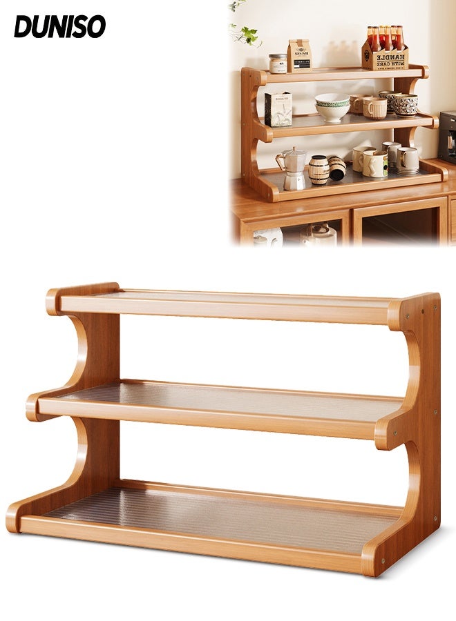 DUNISO رف تخزين مكتبي ثلاثي الطبقات، منظم رف مكتبي متعدد الوظائف، حامل عرض على الطاولة، قوي ودائم، للمكتب أو المنزل أو المدرسة - Image 1