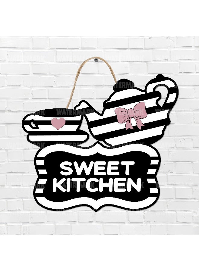 Unique Kitchen Wall Hanging In The Shape Of A Teapot With Sweet Kitchen Word, Large Printed 3D Wall Model (Size 46x30 Cm), High-Quality Printed Decorative Artwork. Kitchen Decorations, Wall Murals, Modern Decor, 3D Miniature Model, Wall Décor, And Wall Art Panels. - Image 1
