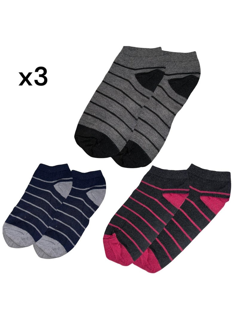“Striped Cotton Socks Set - 6 Pairs”