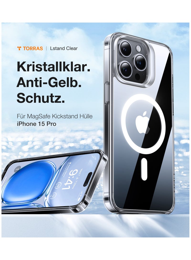 حافظة مغناطيسية لجهاز آيفون 15 برو ماكس [متوافقة مع ماغسيف][حماية بمعيار عسكري][حامل غير مرئي مدمج] خلفية صلبة نحيفة حواف ناعمة، مضادة للخدش، شفافة - Image 4