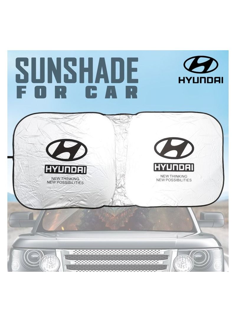 HYUNDAI Car Windshield Sunshade, Car Sunshade UV Rays and Heat Protector Sun Visor Foldable Keep Your Vehicle Cool Blocks UV Rays - Image 1