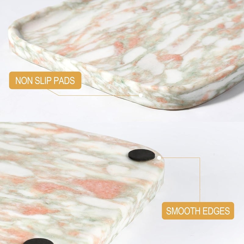 Koville Marble Tray, 12"x8" Marble Vanity Tray for Bathroom Kitchen Countertop, Rectangular Stone Tray for Cosmetics Perfume Trinket, Decorative Catchall Trays (Rosso Norvegian) - Image 5