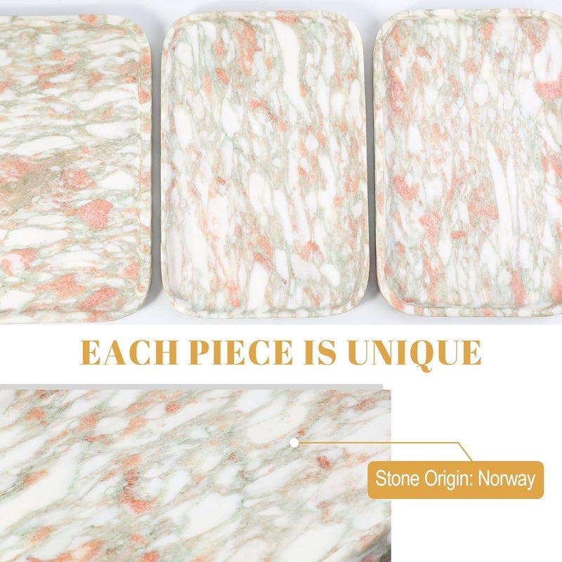 Koville Marble Tray, 12"x8" Marble Vanity Tray for Bathroom Kitchen Countertop, Rectangular Stone Tray for Cosmetics Perfume Trinket, Decorative Catchall Trays (Rosso Norvegian) - Image 4