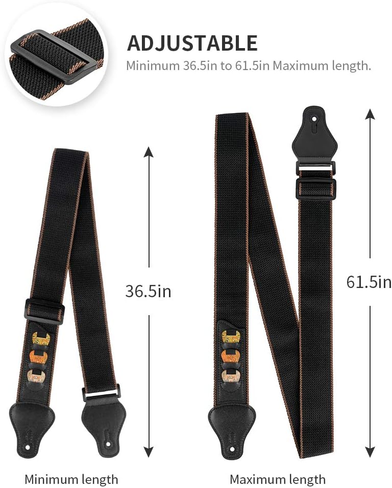 BestSounds Guitar Strap, 100% Soft Cotton Guitar Straps With 3 Pick Holders For Bass, Electric & Acoustic Guitar - Image 3