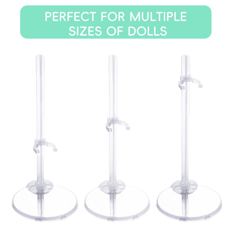 XJMWXHFC 10pc Adjustable Doll Display Holders, Clear Plastic Action Figure Stands, Transparent Support for 11-13 Inch Tall Dolls - Image 5
