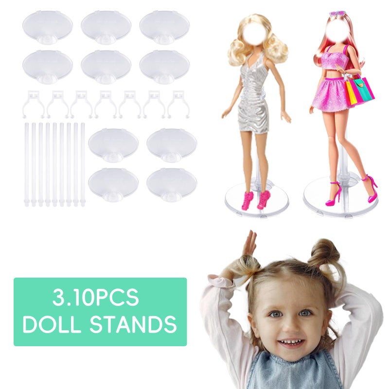 XJMWXHFC 10pc Adjustable Doll Display Holders, Clear Plastic Action Figure Stands, Transparent Support for 11-13 Inch Tall Dolls - Image 3