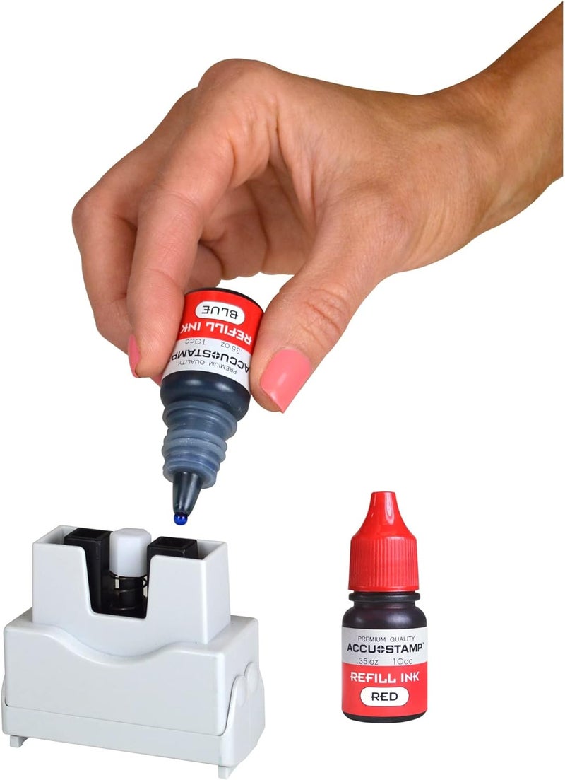 AccuStamp Message Stamp with Shutter, 2-Color, ENTERED, 1-5/8" x 1/2" Impression, Pre-Ink, Red and Blue Ink (035544) - Image 4