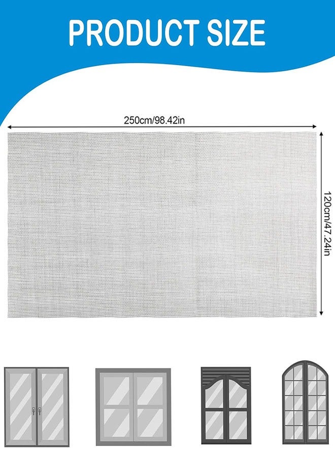 Windows Screen and Screen Door Replacement, 48"W x 99" L DIY Adjustable Polyester Screen Mesh- Window Screen & Sliding Screen Door Repair for Patio and Windows, Gray - Image 2