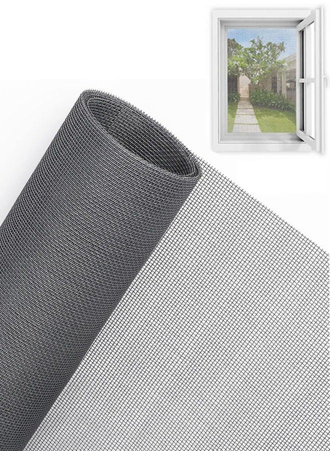 Windows Screen and Screen Door Replacement, 48"W x 99" L DIY Adjustable Polyester Screen Mesh- Window Screen & Sliding Screen Door Repair for Patio and Windows, Gray