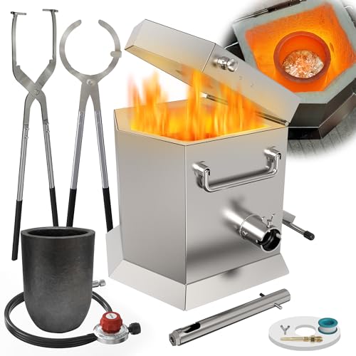 CANALHOUT 12KG/26.5lbs Propane Melting Furnace Kit with Two Tongs and Crucible, All New Kiln Metal Foundry Furnace Smelting Gold Silver Copper Aluminum, Metal Recycle Home Smelting Casting Tool - Image 1