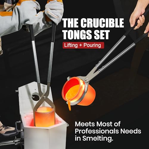 CANALHOUT 12KG/26.5lbs Propane Melting Furnace Kit with Two Tongs and Crucible, All New Kiln Metal Foundry Furnace Smelting Gold Silver Copper Aluminum, Metal Recycle Home Smelting Casting Tool - Image 3