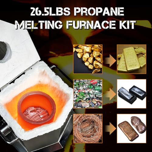 CANALHOUT 12KG/26.5lbs Propane Melting Furnace Kit with Two Tongs and Crucible, All New Kiln Metal Foundry Furnace Smelting Gold Silver Copper Aluminum, Metal Recycle Home Smelting Casting Tool - Image 4